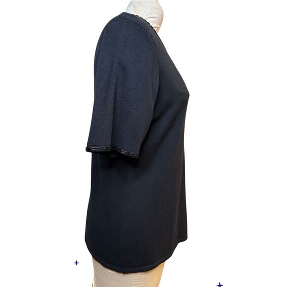 Gladys Bagley Knit Top Sz. XL Beaded Neckline/Center Black Vintage - Picture 4 of 7